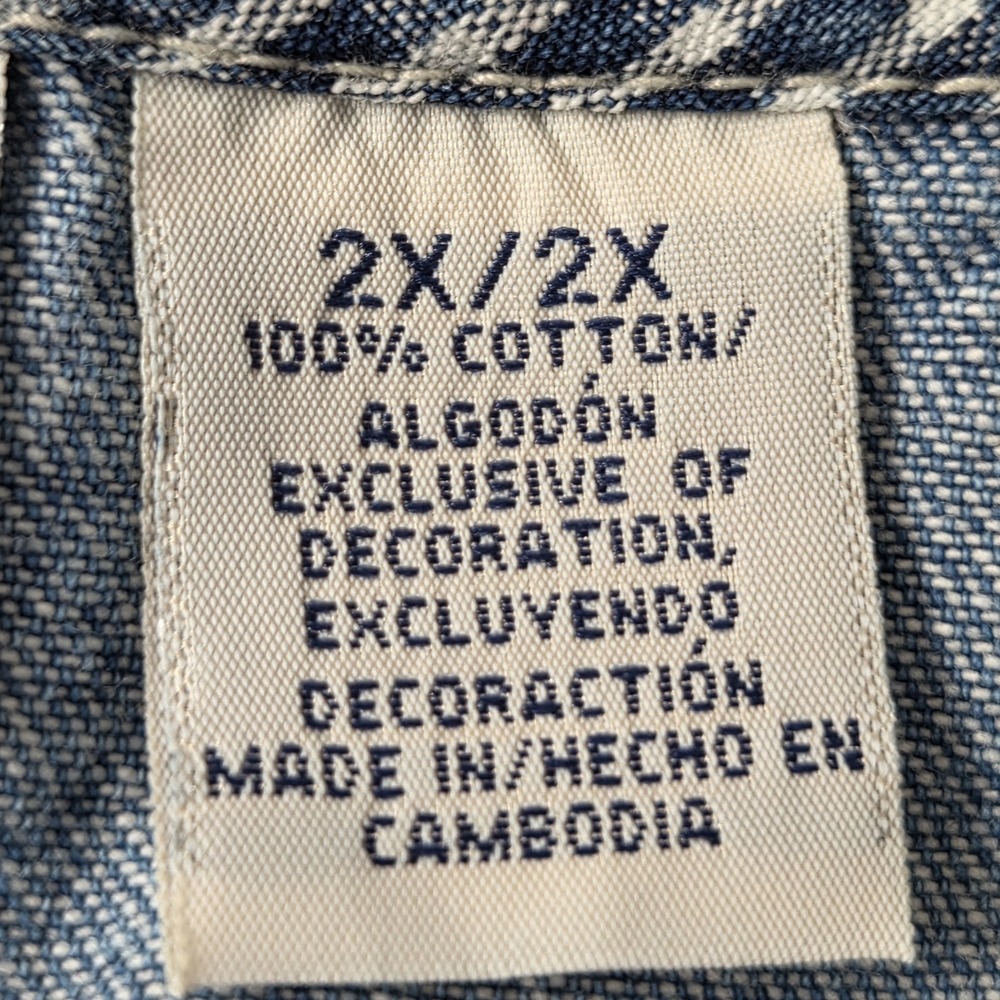 Vintage Womens Cottagecore Cotton Blue Denim Overall Jumper Dress SZ 2X Prairie - Picture 3 of 14